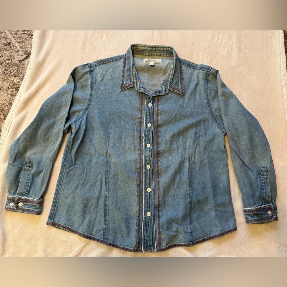 Cabela’s Denim Button-Up Shirt with Contrast Stitching